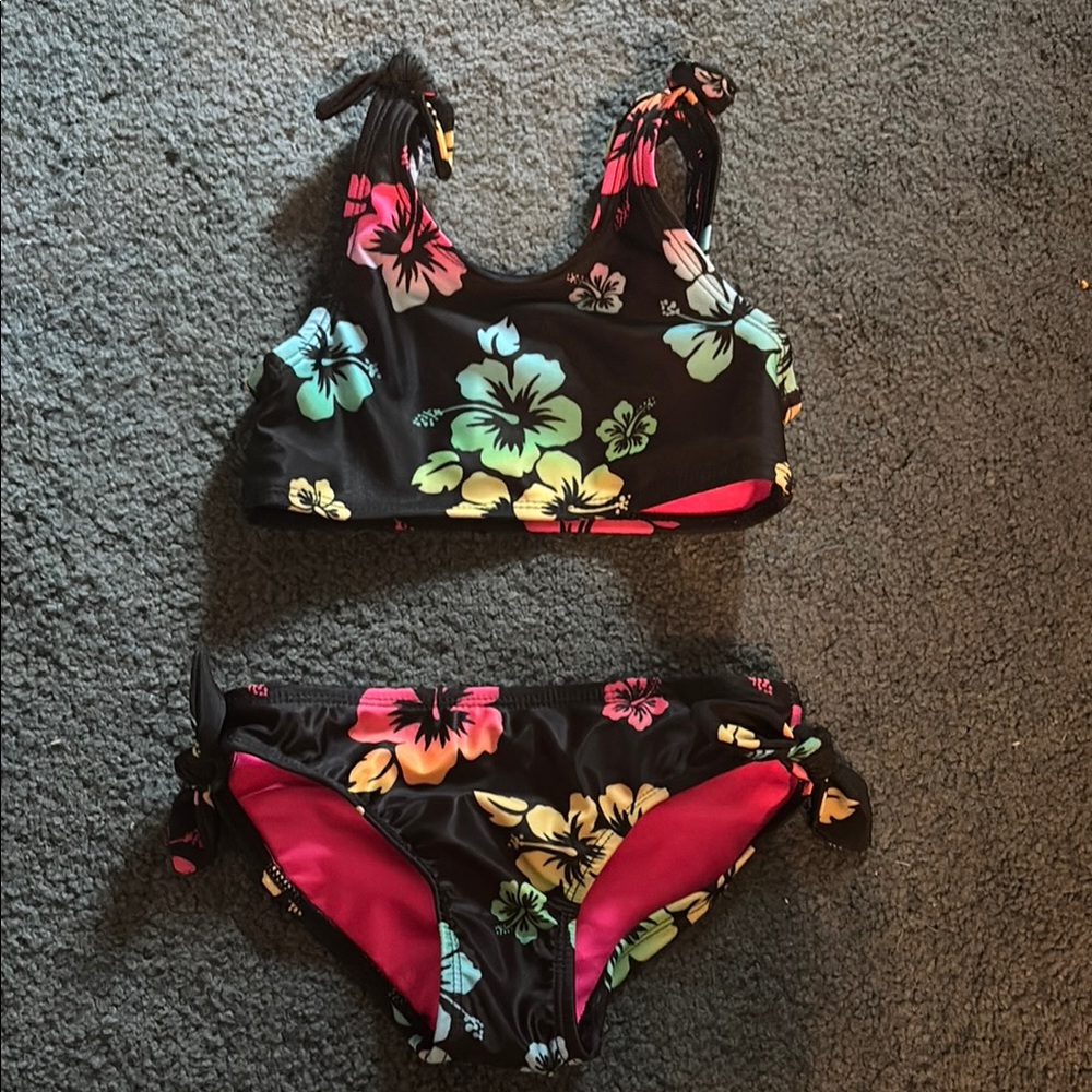 Floral Bikini Set with Tie Straps